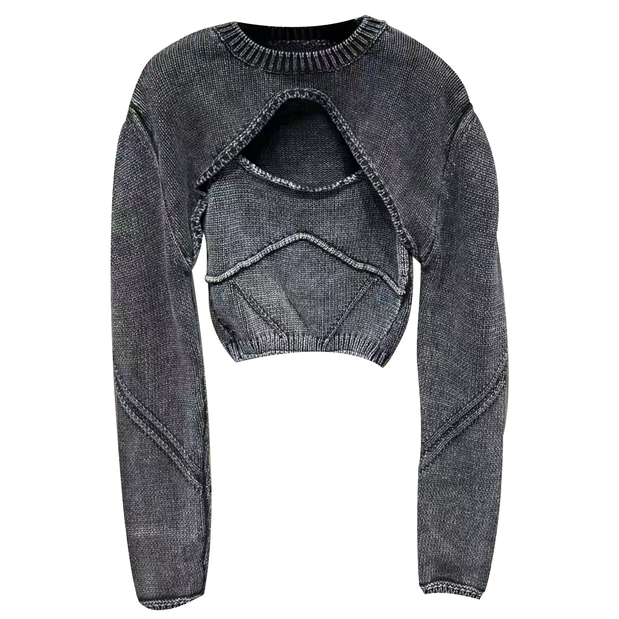 Streetwear Denim Two Piece Set Womens Square Collar Sleeveless Tanks O Neck Long Sleeve Tops Knitting Female Sets