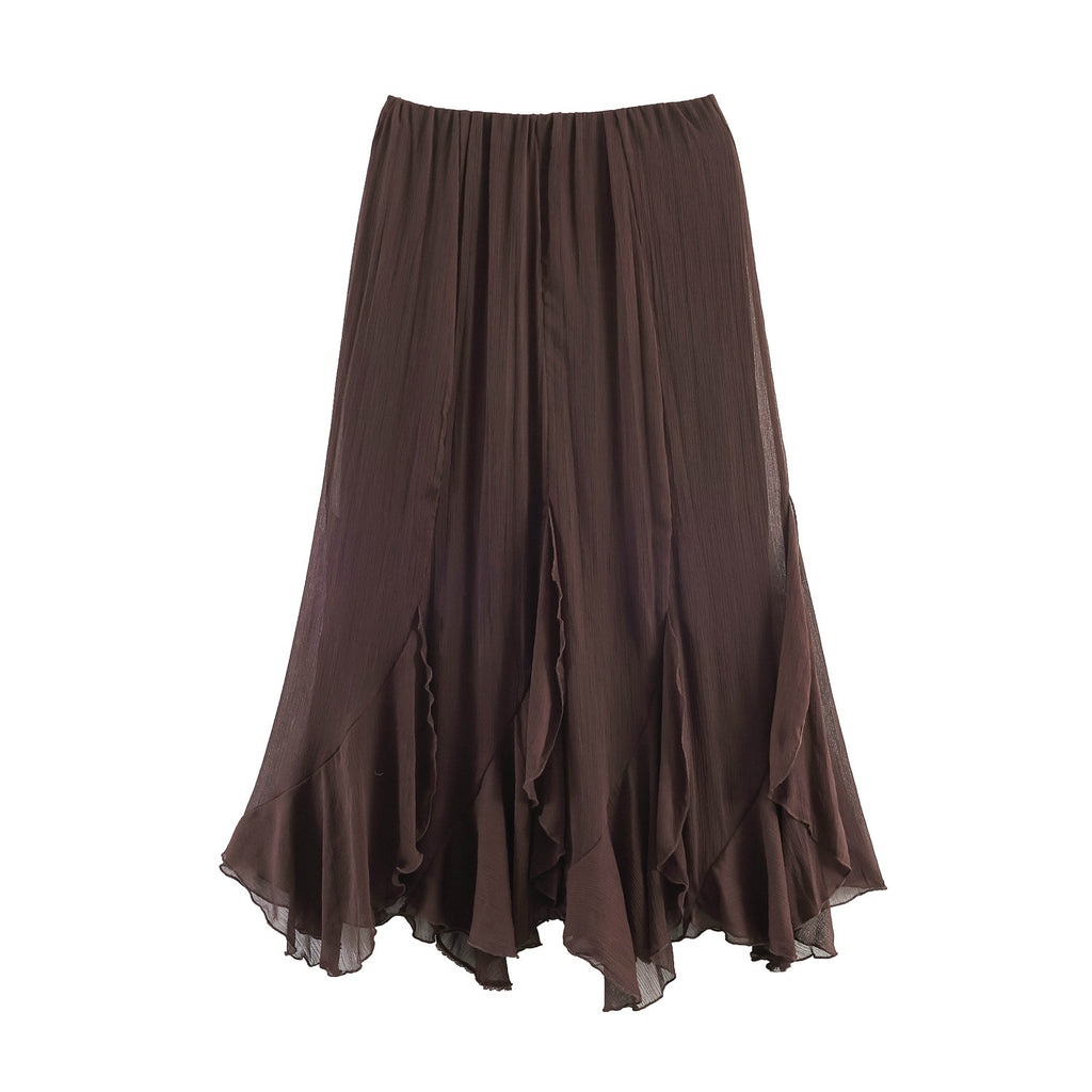 Commuting style lace layered decorative MIDI skirt