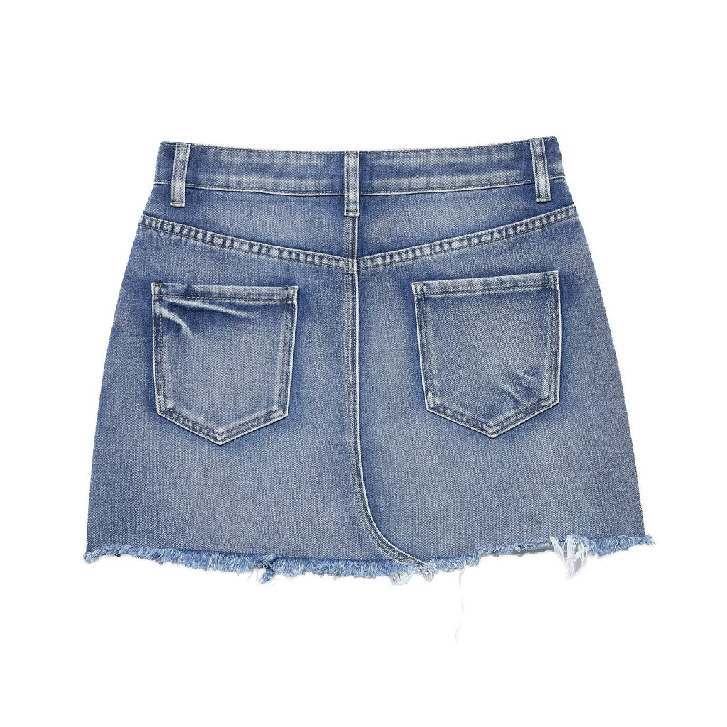 Women's Broken Hole Denim Shorts