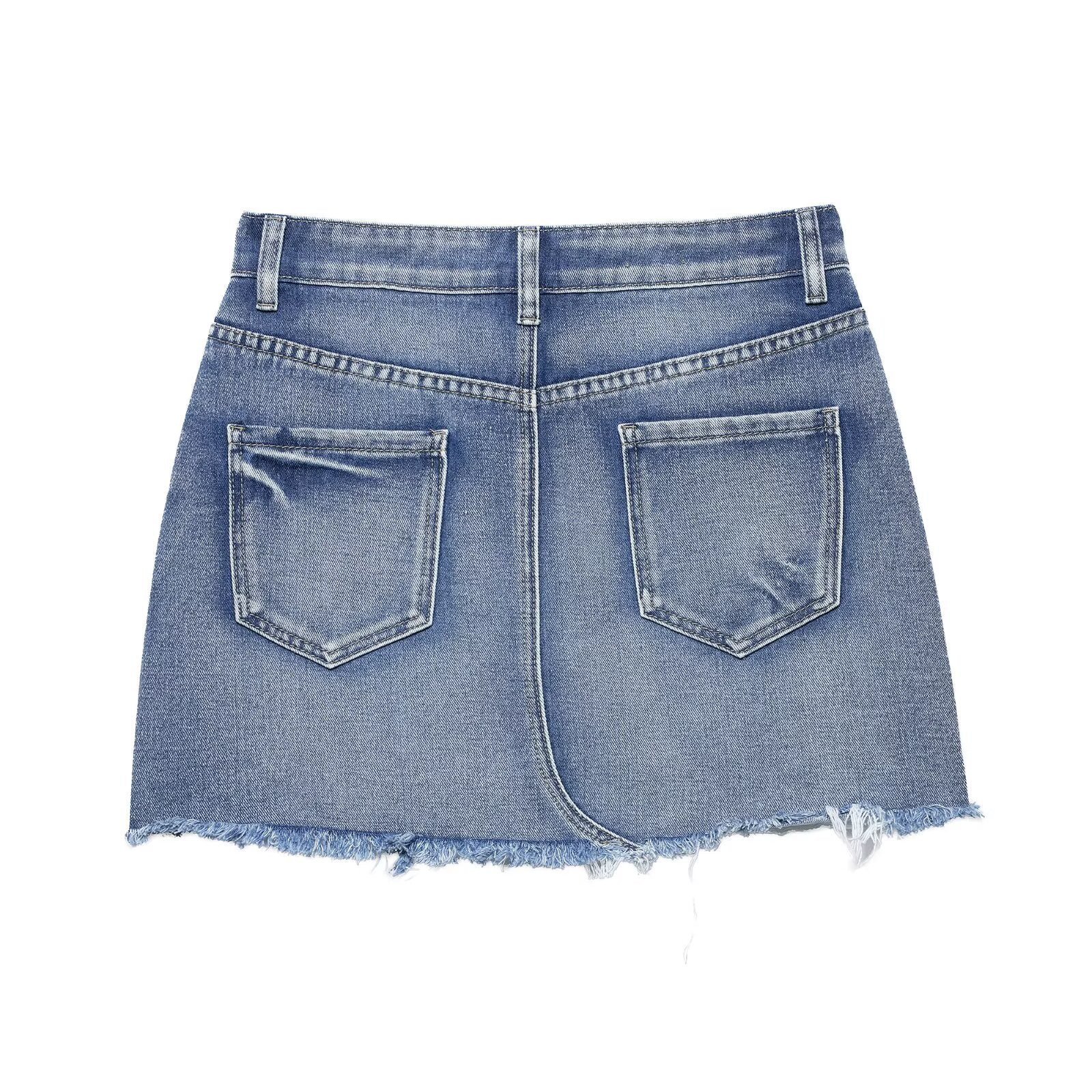 Women's Broken Hole Denim Shorts