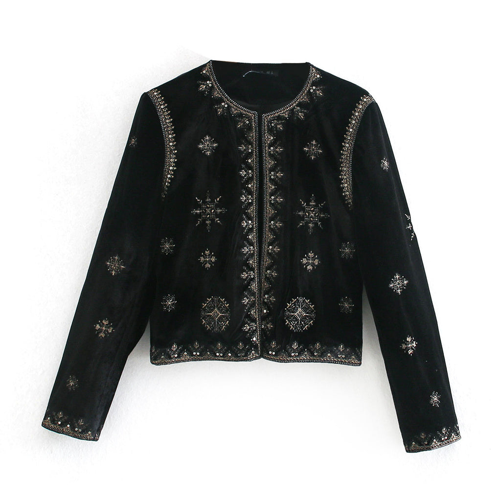 Palace style embroidered velvet jacket