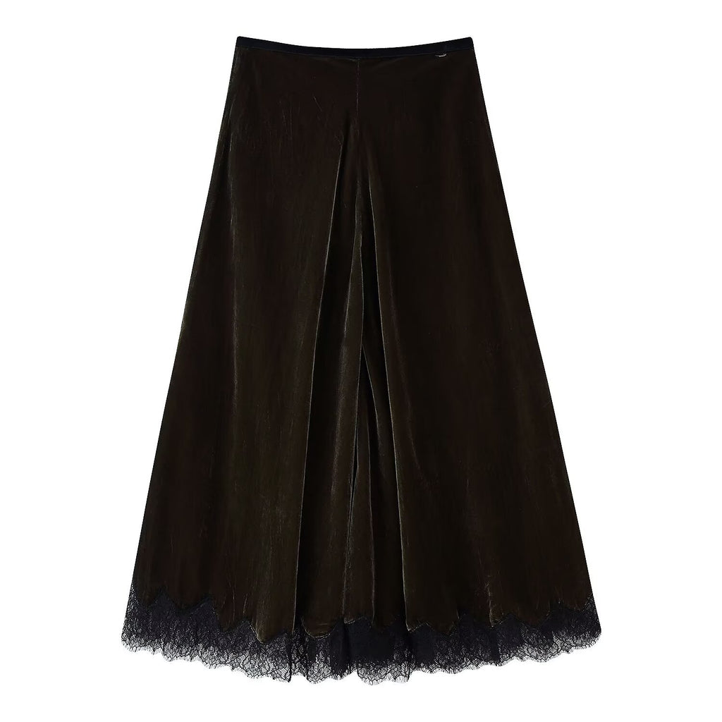 Commuter style velvet lace skirt