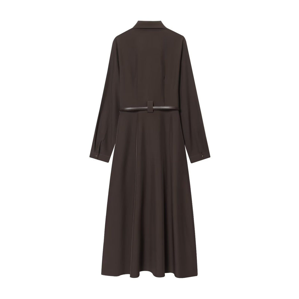 Belt tied shirt style MIDI dress