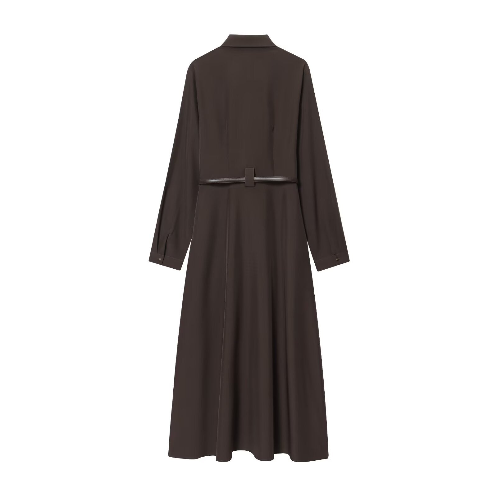 Belt tied shirt style MIDI dress