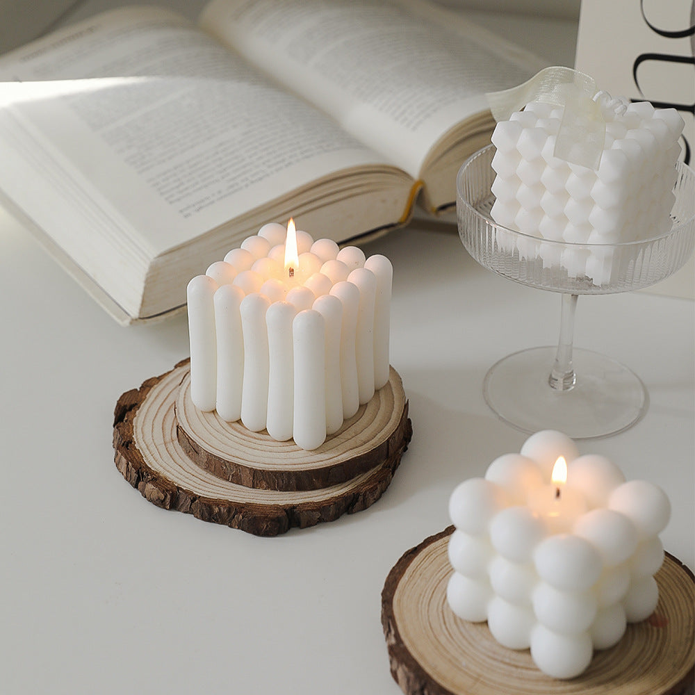 Geometric Soy Wax Candle White Cube Scented Candle
