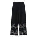 Casual versatile embroidered wide leg pants