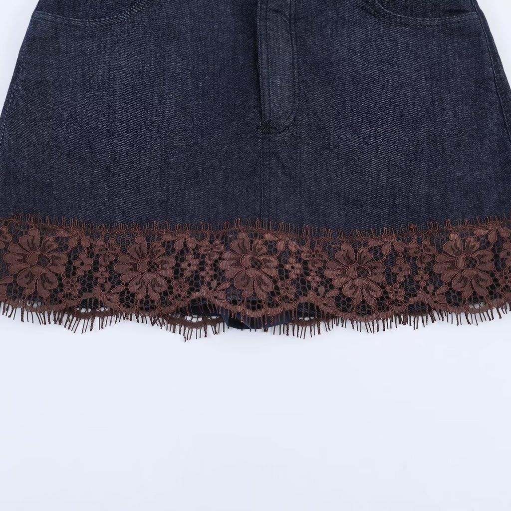 Style Lace Denim Skirt