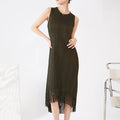 Pleated Dress Women Sleeveless Straight Tassel Summer New Temperament High-end Long Dresses Female Elegant