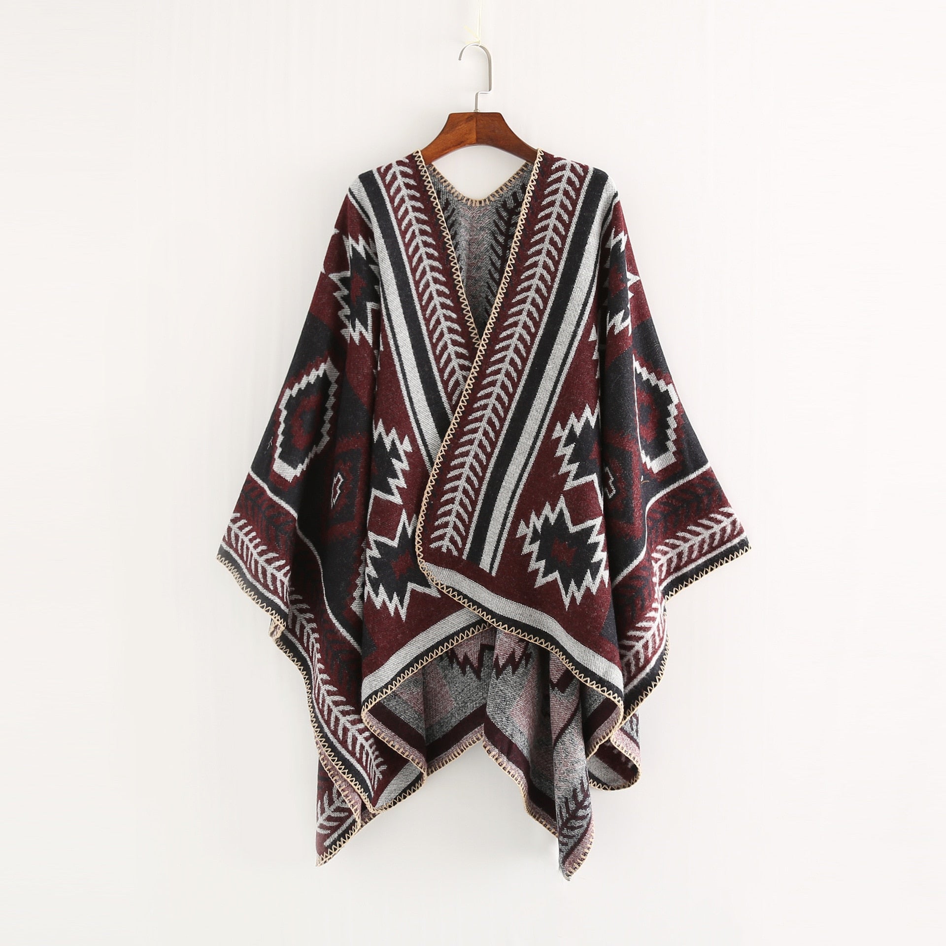 NEW Women Winter Boho Hooded Coat Cape Poncho Ladies Shawls Wrap Female Pashmina Plaid Cashmere Blanket Scarf