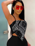 Fashion Women's Clothing Casual Batik Scarf Strap Top