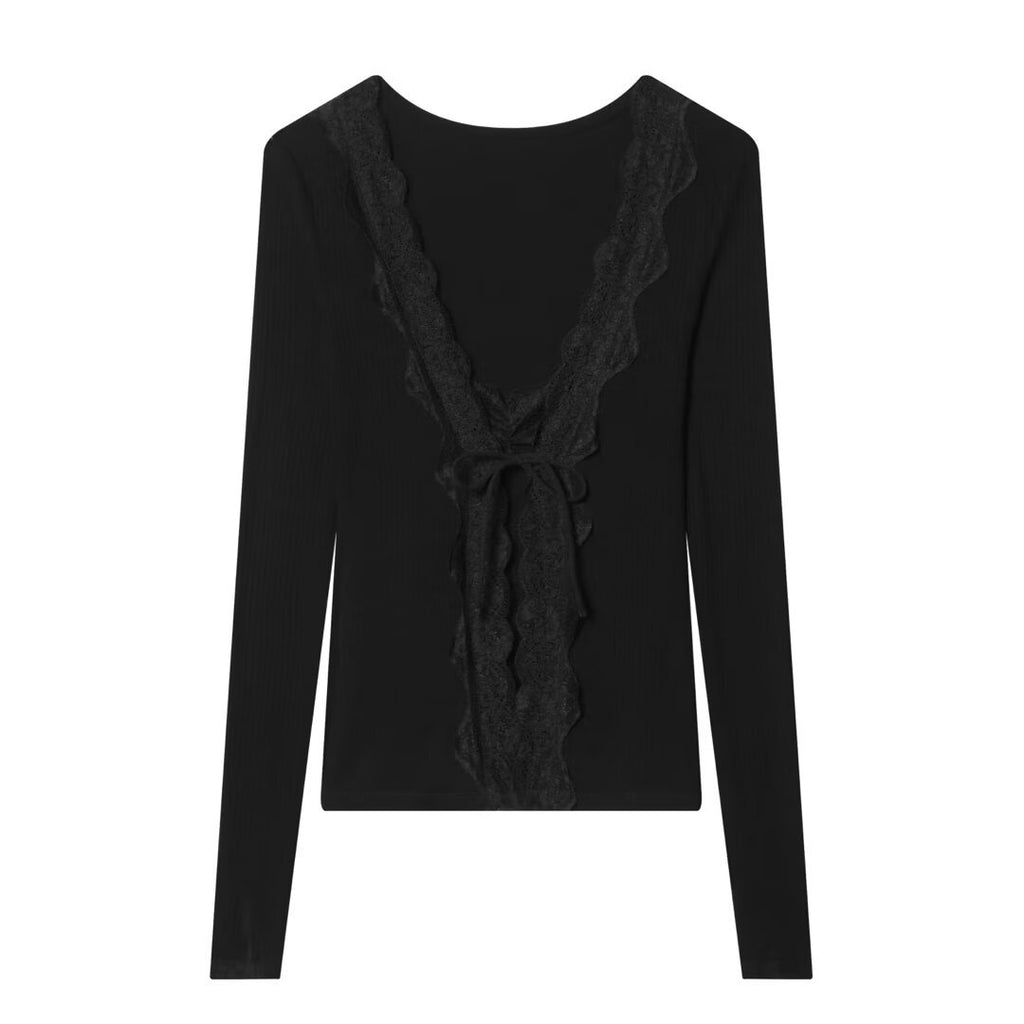 Pure Desire Style Lace Splicing Slimming Top