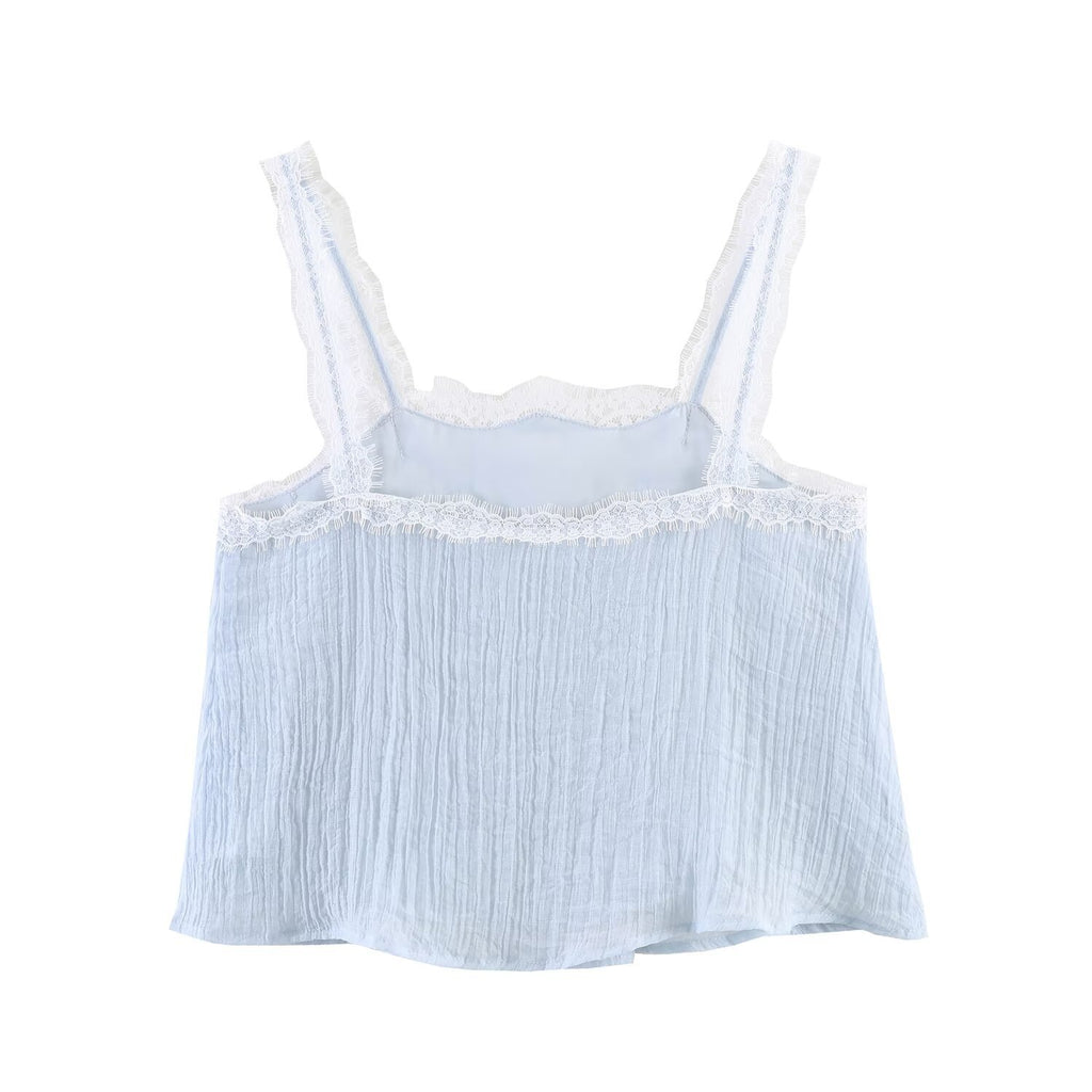 Lace lingerie style top+lace skirt set