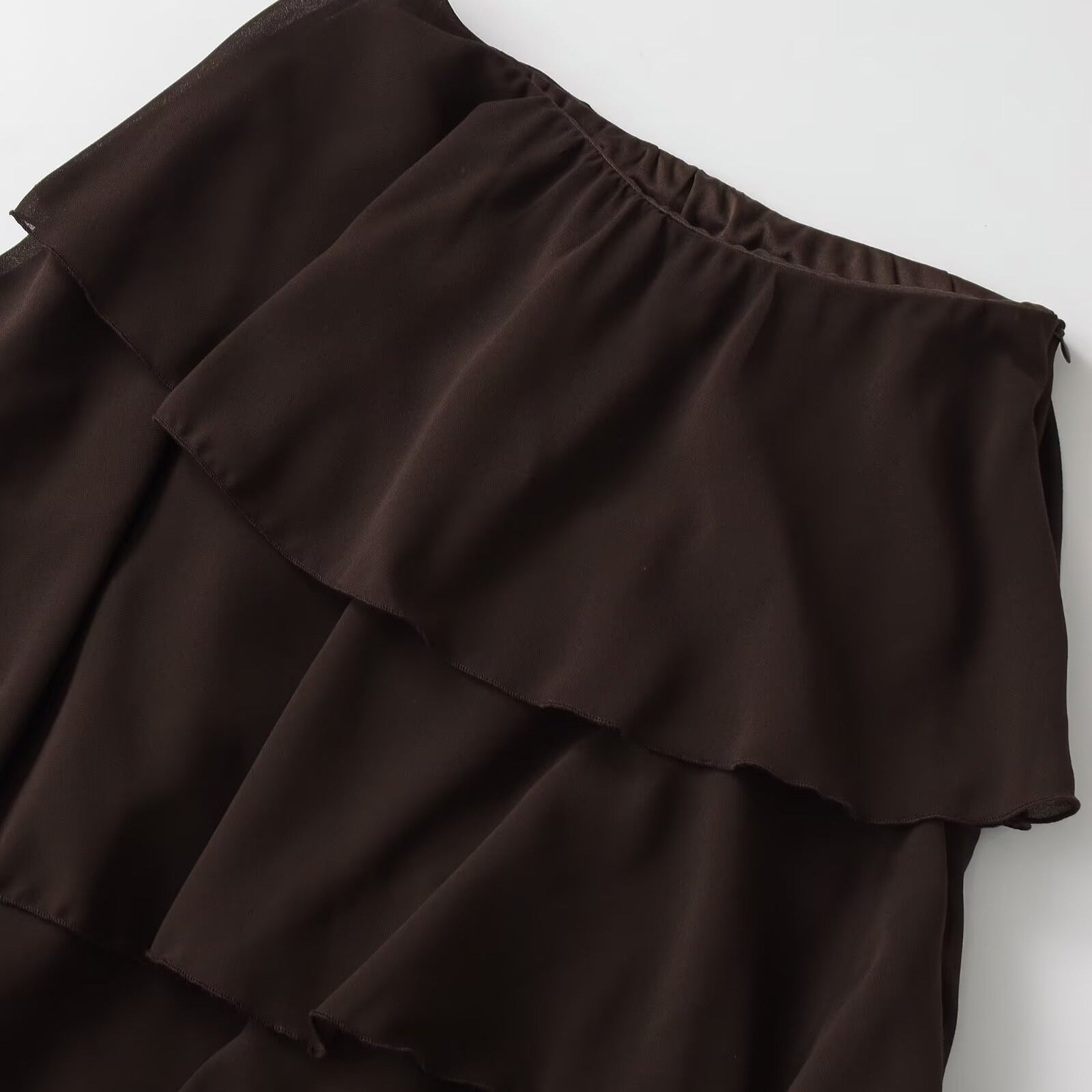 Commuting style elastic waistband midi skirt