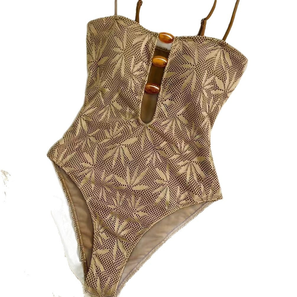 Bohemian Style Backless Strappy One-Piece Swimwear