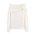 French style one shoulder inlaid knitted top