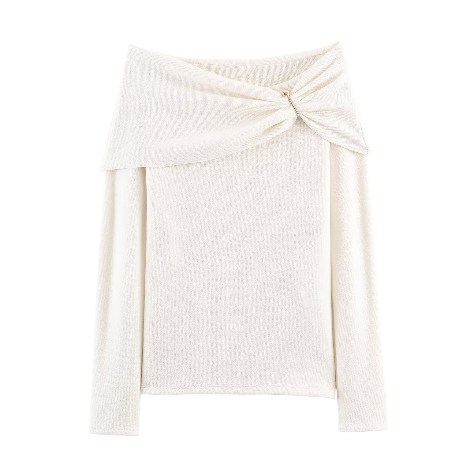 French style one shoulder inlaid knitted top