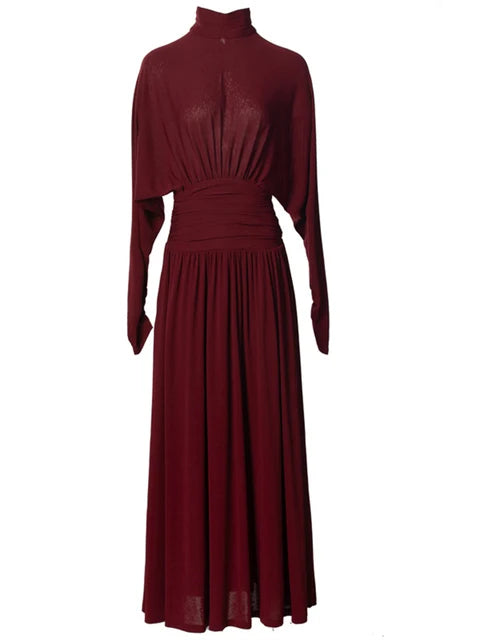 Solid Fashionable Turtleneck Batwing Sleeve Women's Dresses Long Sleeve Slimming Casual Fashion Dress Autumn