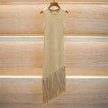 Women's dress Autumn New in fashion Tassel Decorative Bag Hip Skirt Elastic knit slim sleeveless long dresses party dresses