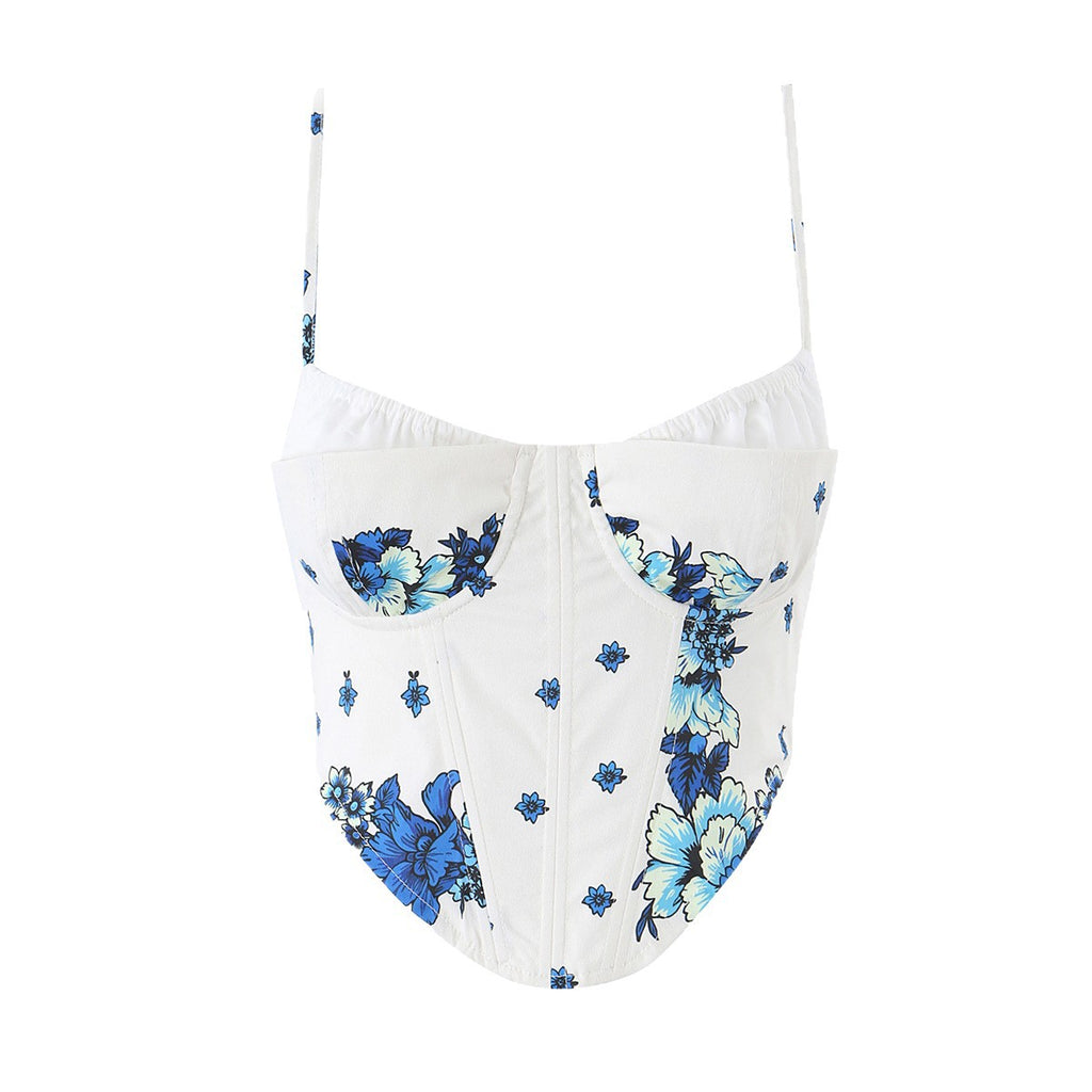 Floral Print Crop Top and Pants Set, Boho Style, Summer Outfit, Allover Print, Sleeveless, Fitted, Casual Wear
