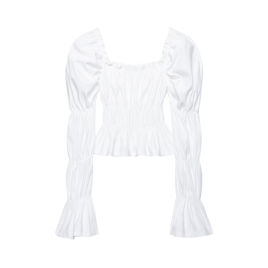French style camisole pleated bubble sleeve top