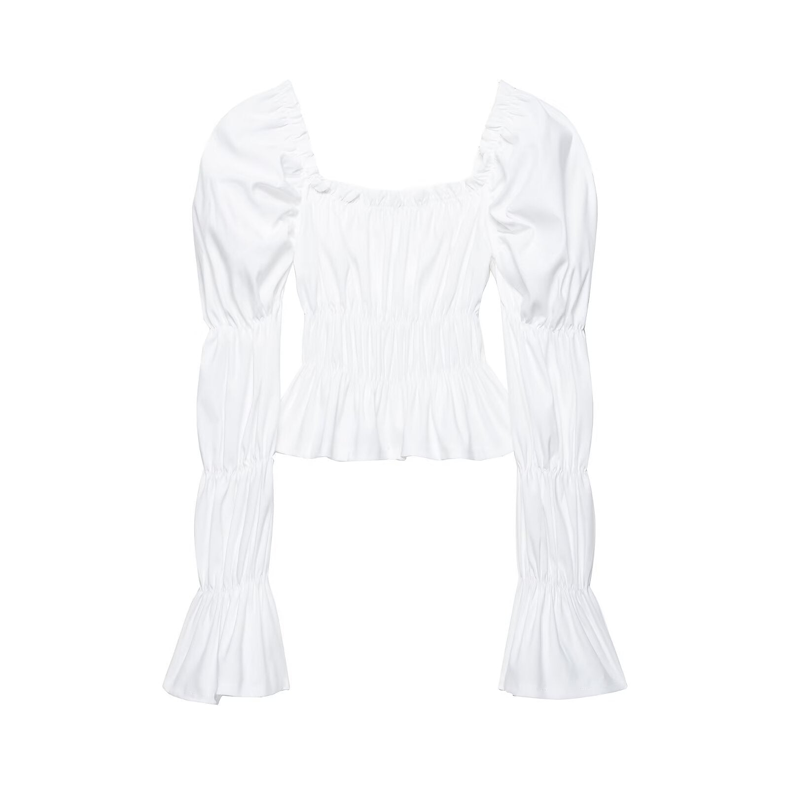 French style camisole pleated bubble sleeve top