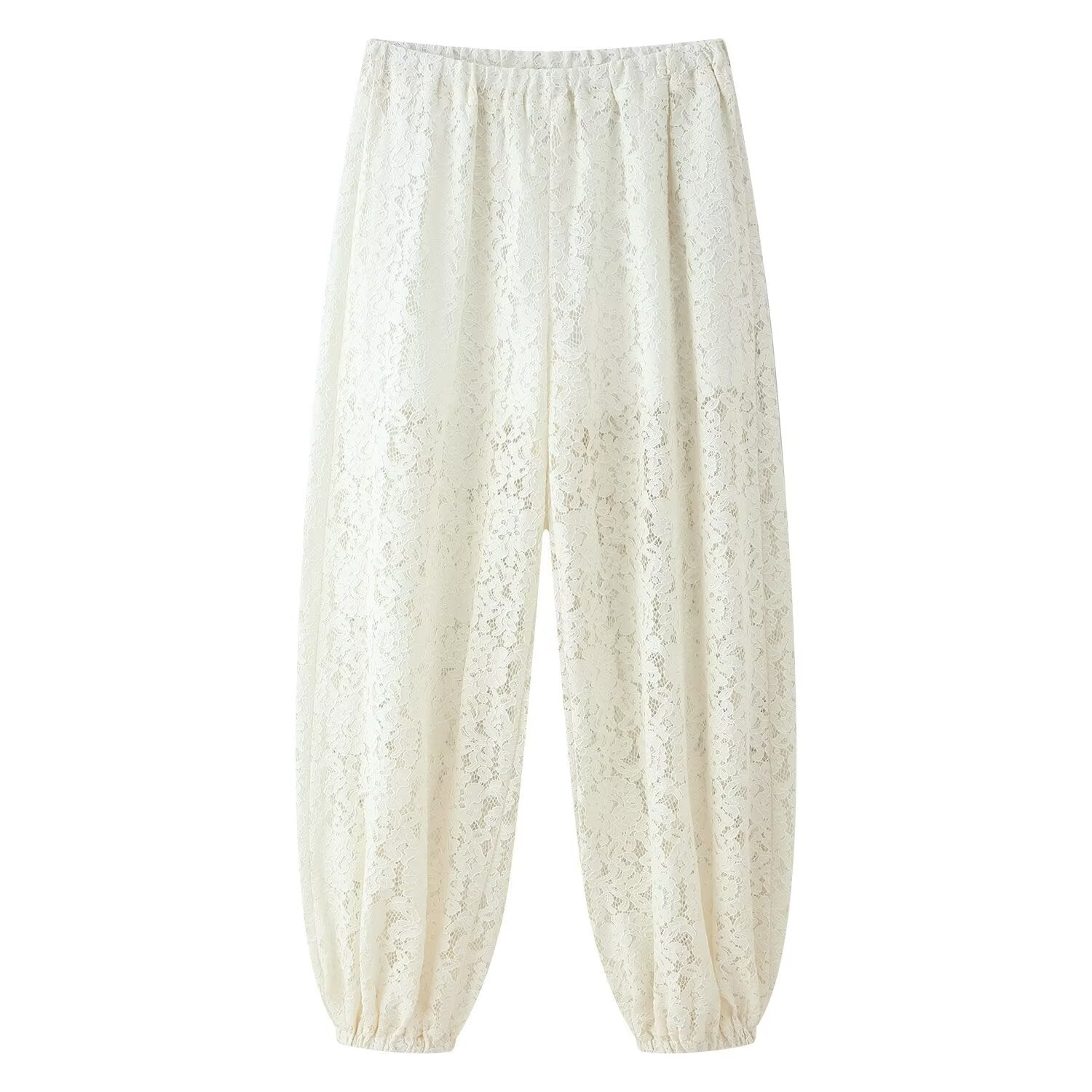 Style Lace Elastic Waist Loose Pants for Women