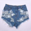 Denim Shorts with Low Waist and Cool Design
