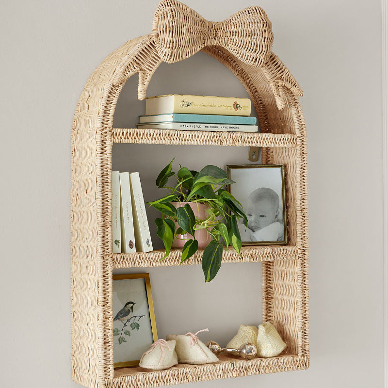 Butterfly Woven Storage Basket Wall Decoration Shelving Practical Hanging Ornament for Kids' Room and Guesthouse Woven Decor