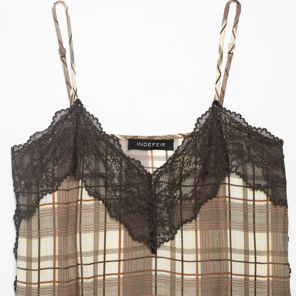 Casual plaid lingerie style top