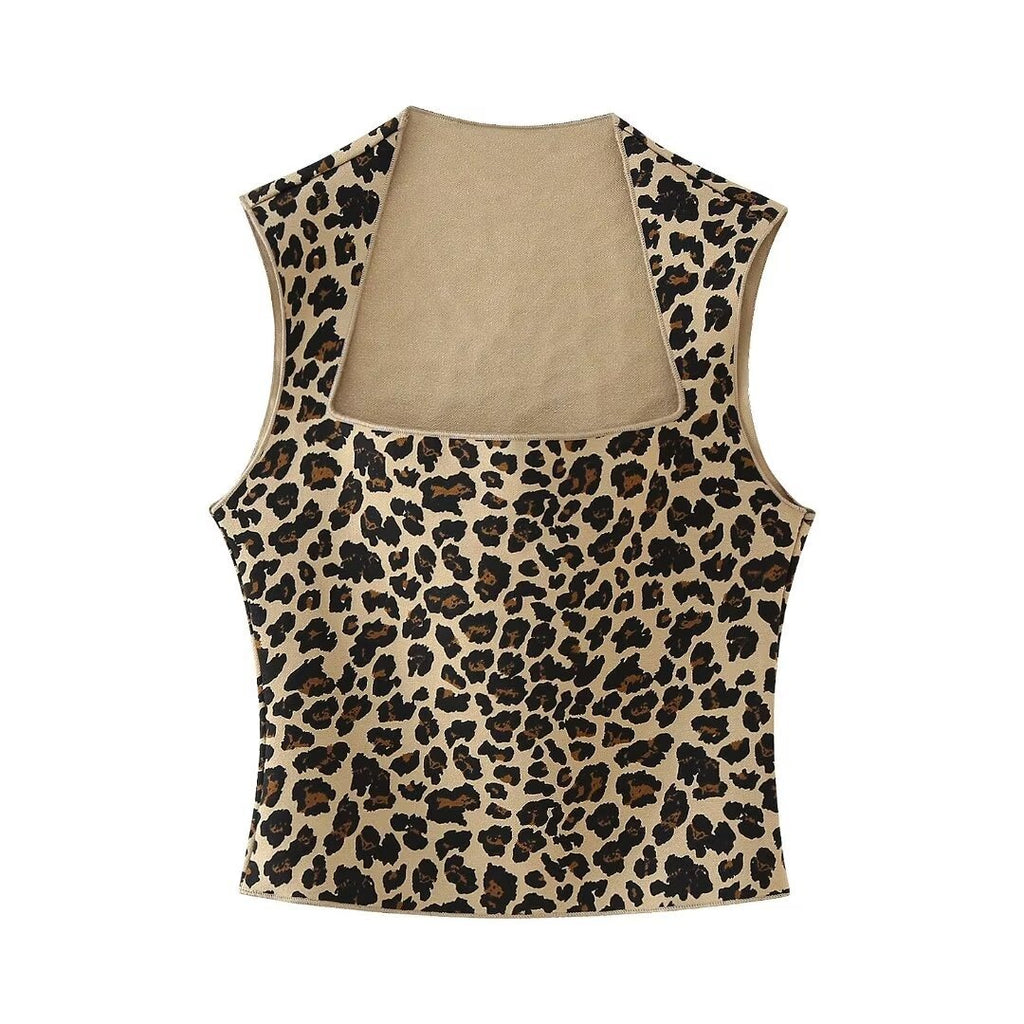 European and American style animal print knitted suit