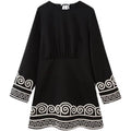 Fashion Embroidery Women Mini Dress Flare Sleeve High Waist Casual Party Robe Female Black Dresses Autumn