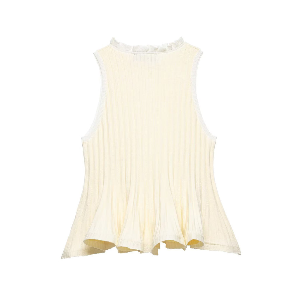 Ribbed knit short skirt style hem top