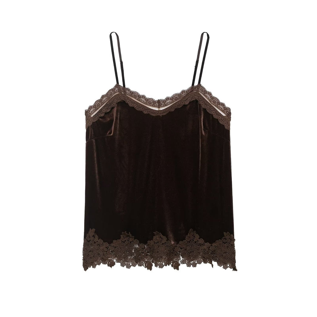 Lace velvet lingerie style top