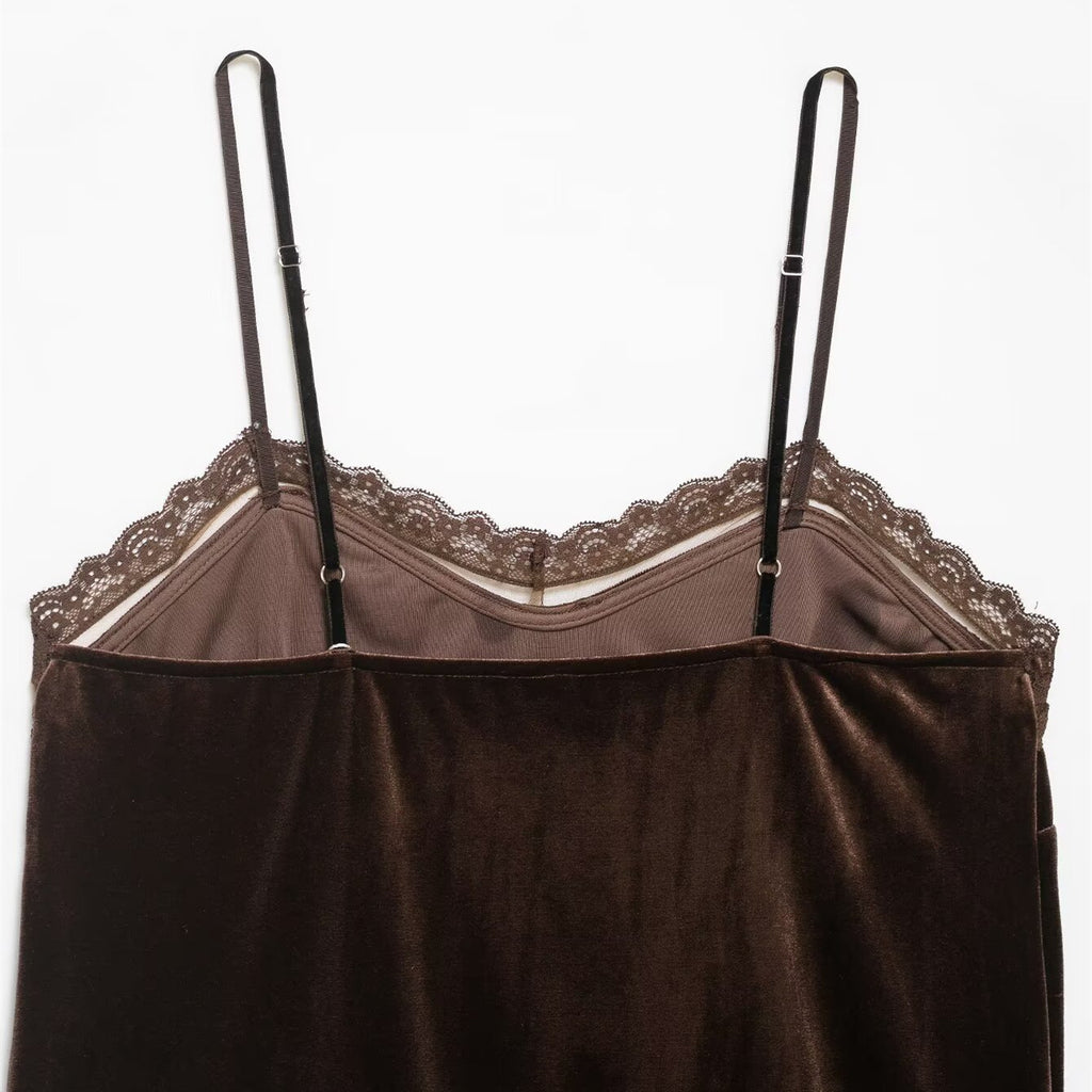 Lace velvet lingerie style top