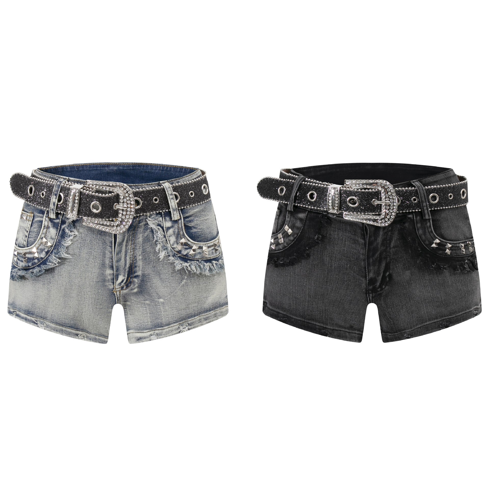 Spicy girl with low waist denim shorts for women