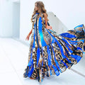 Casual Printed Loose Large Hem Dress Sexy Sleeveless Lady Beach Maxi Dress Summer Fashion Elegant Boho Dresses