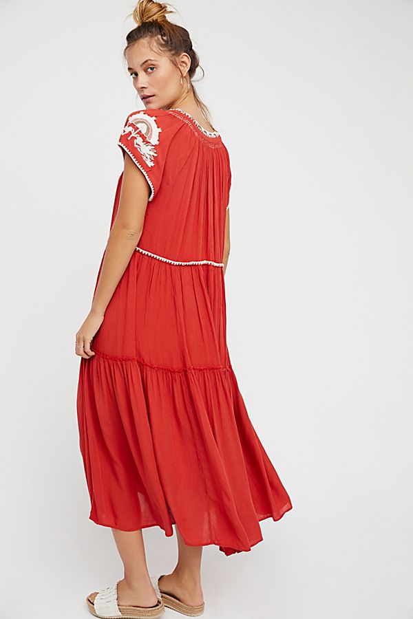 Women's embroidery long dress cotton boho style summer dress short sleeve V-neck summer maxi dress embroidery chic dress