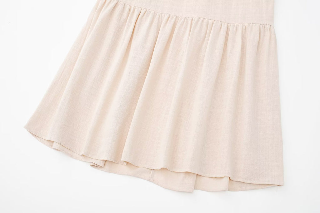 Women Fashion With Tied Smocked Elastic Ruffle Midi Dress Vintage Backless Wide Straps Female Dresses