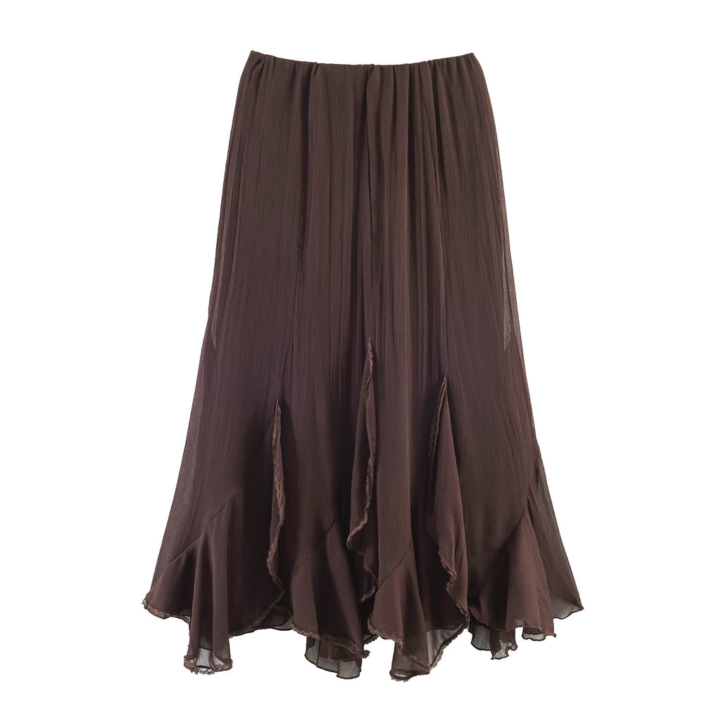 Commuting style lace layered decorative MIDI skirt