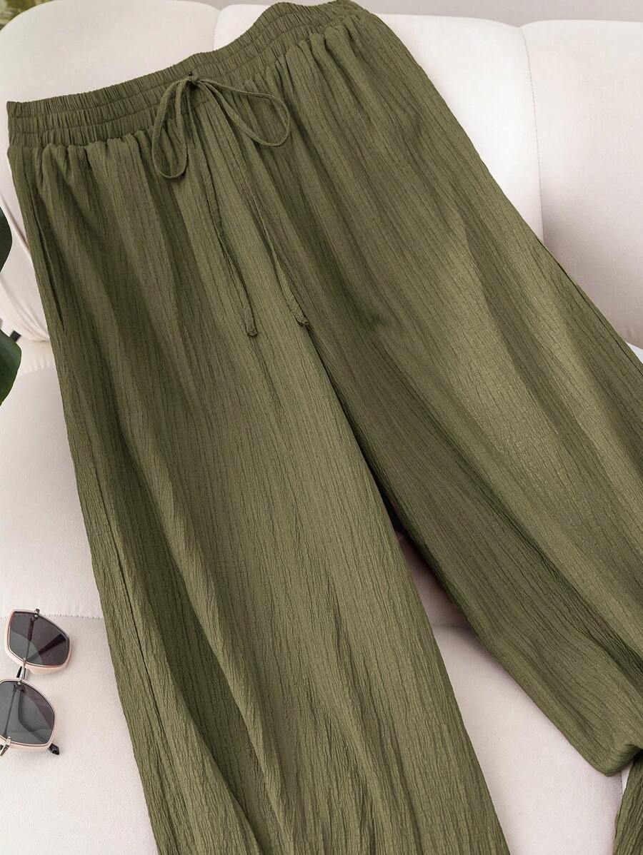 High-Waisted Flowy Loose Boho Wide-Leg Pants for Women Plus Size
