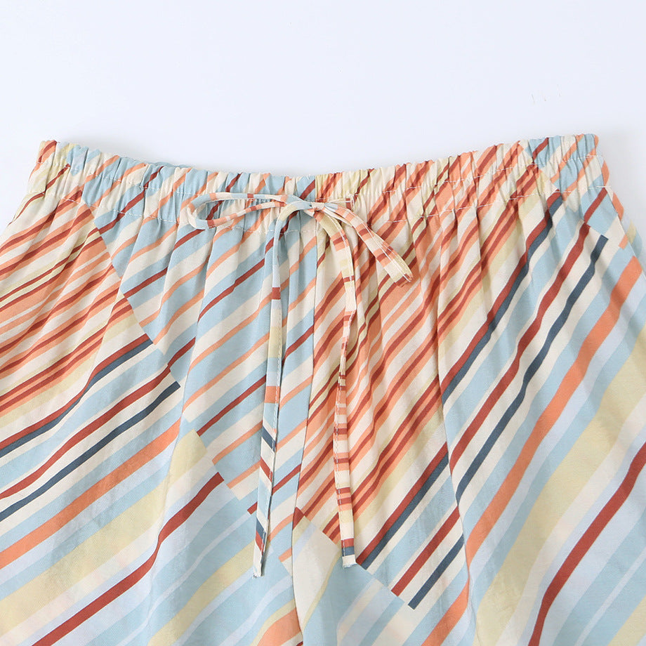 Casual style minimalist striped loose pants