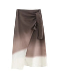 Women’s High Waist Knotted Asymmetrical Midi Skirt