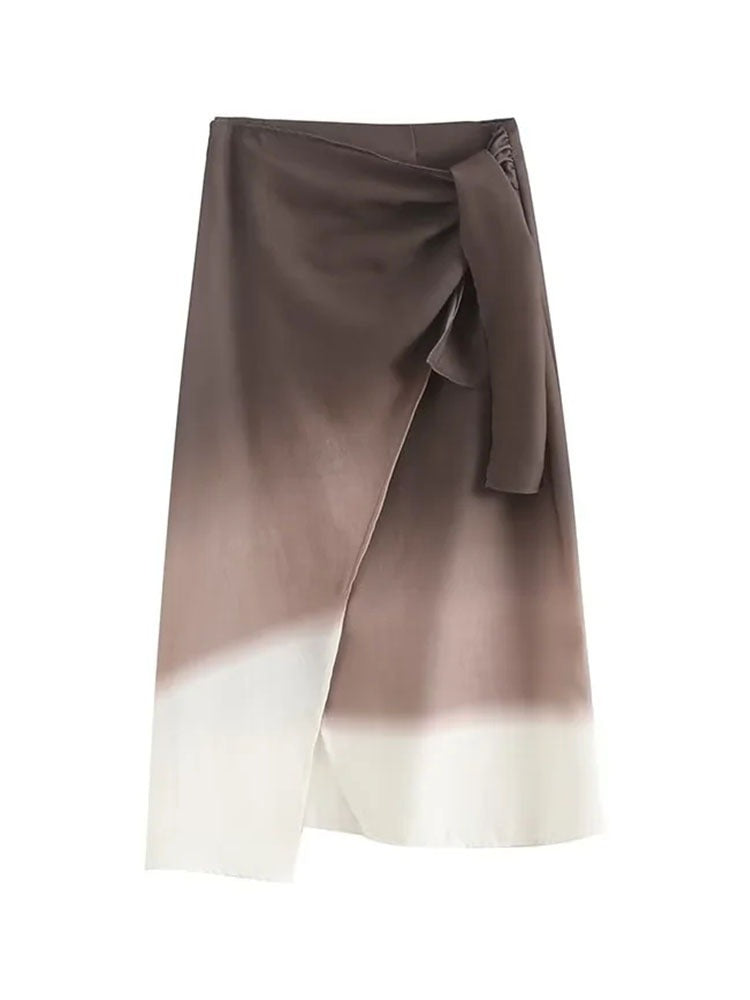 Women’s High Waist Knotted Asymmetrical Midi Skirt
