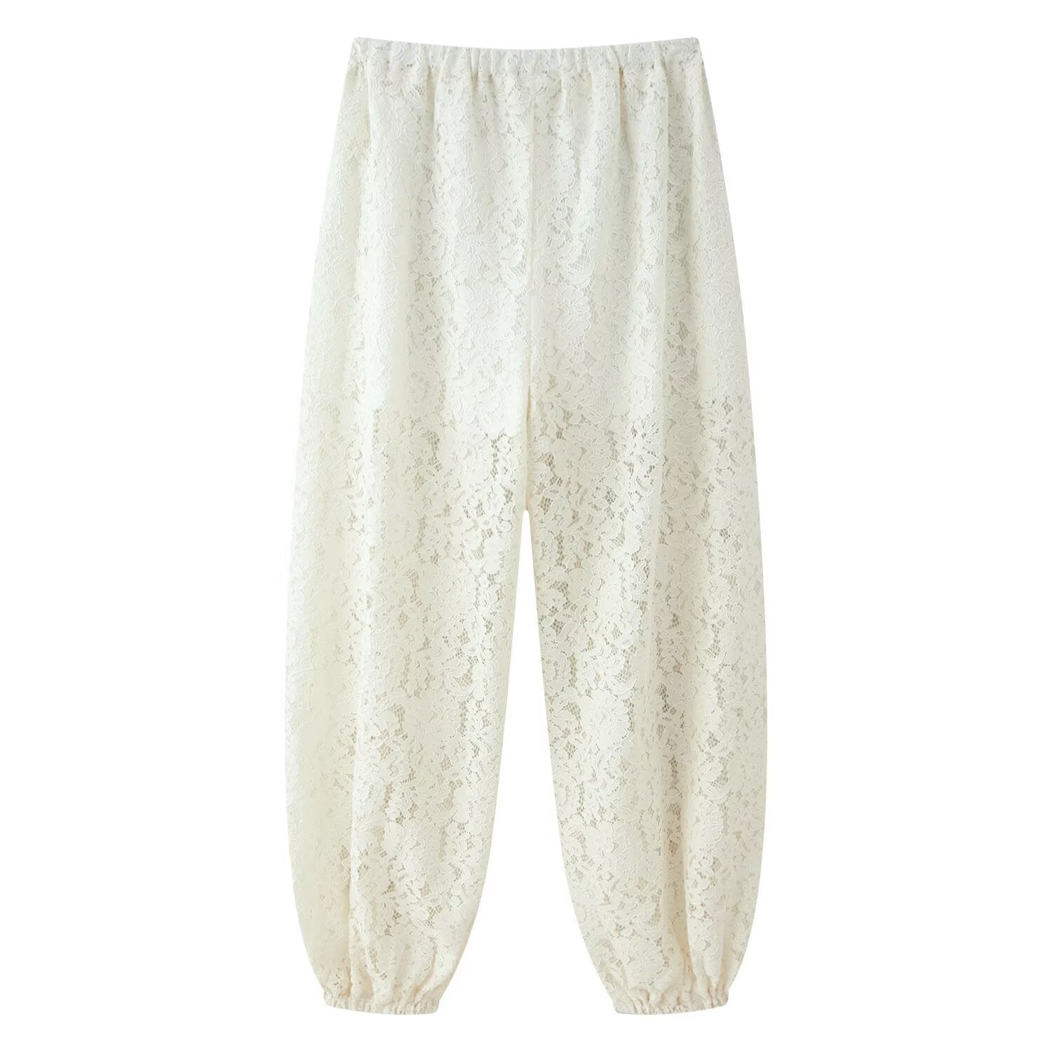 Style Lace Elastic Waist Loose Pants for Women