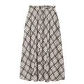 Commuting style simple grid flute skirt