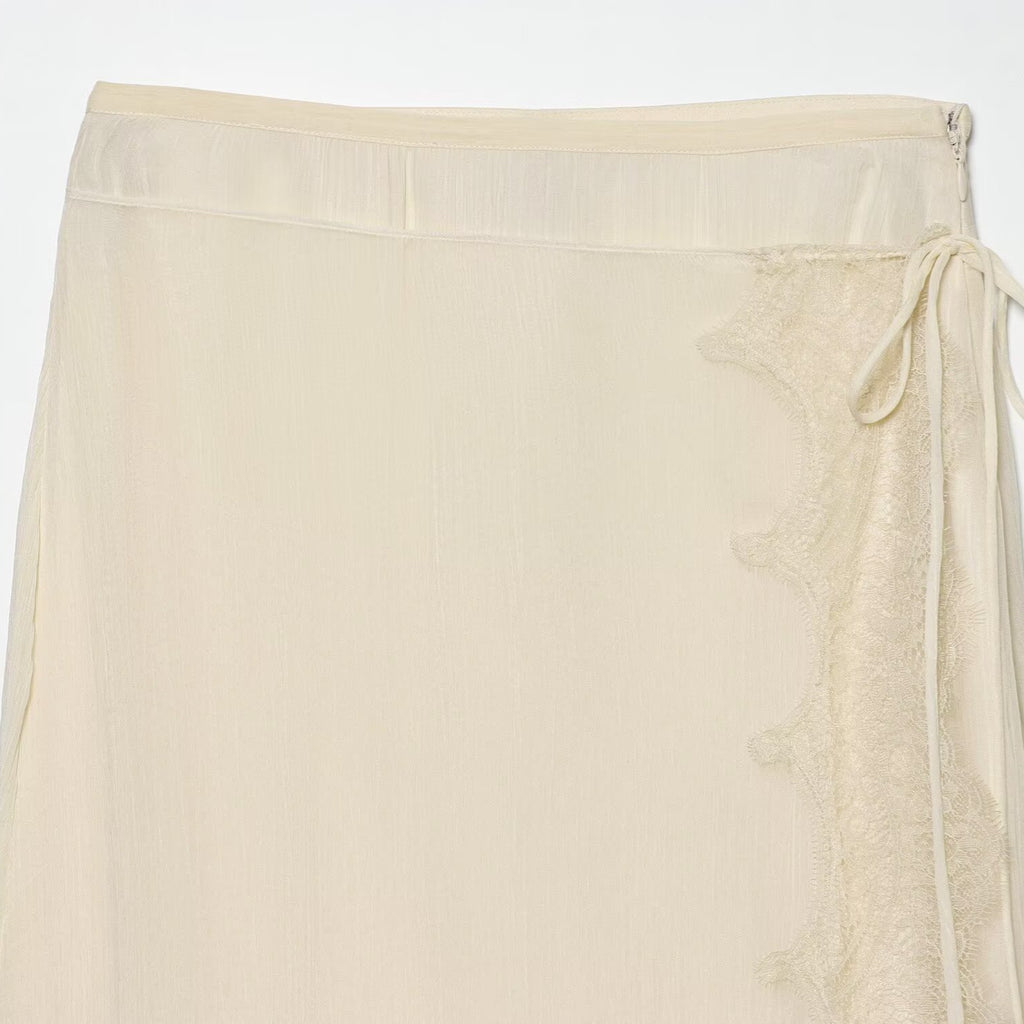 Commuting style elegant lace wrapped skirt