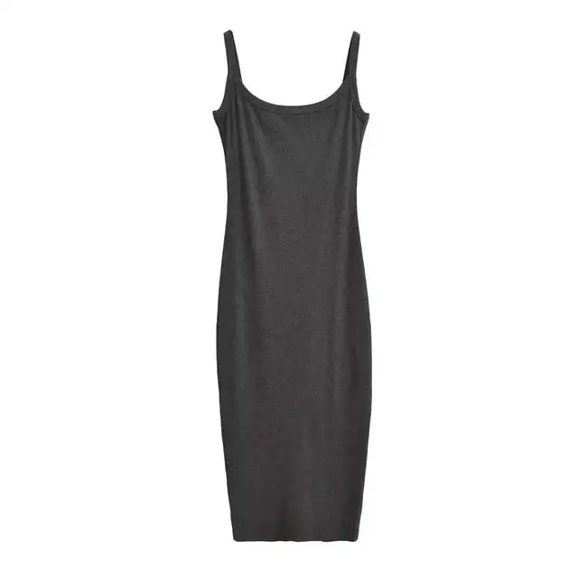 Summer Spaghetti Strap Knits Midi Dress Women Backless Split Slim Elastic 6 Colors Dresses