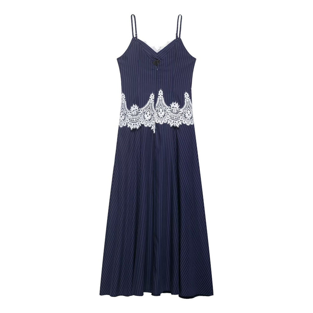 Retro style lace patchwork camisole dress