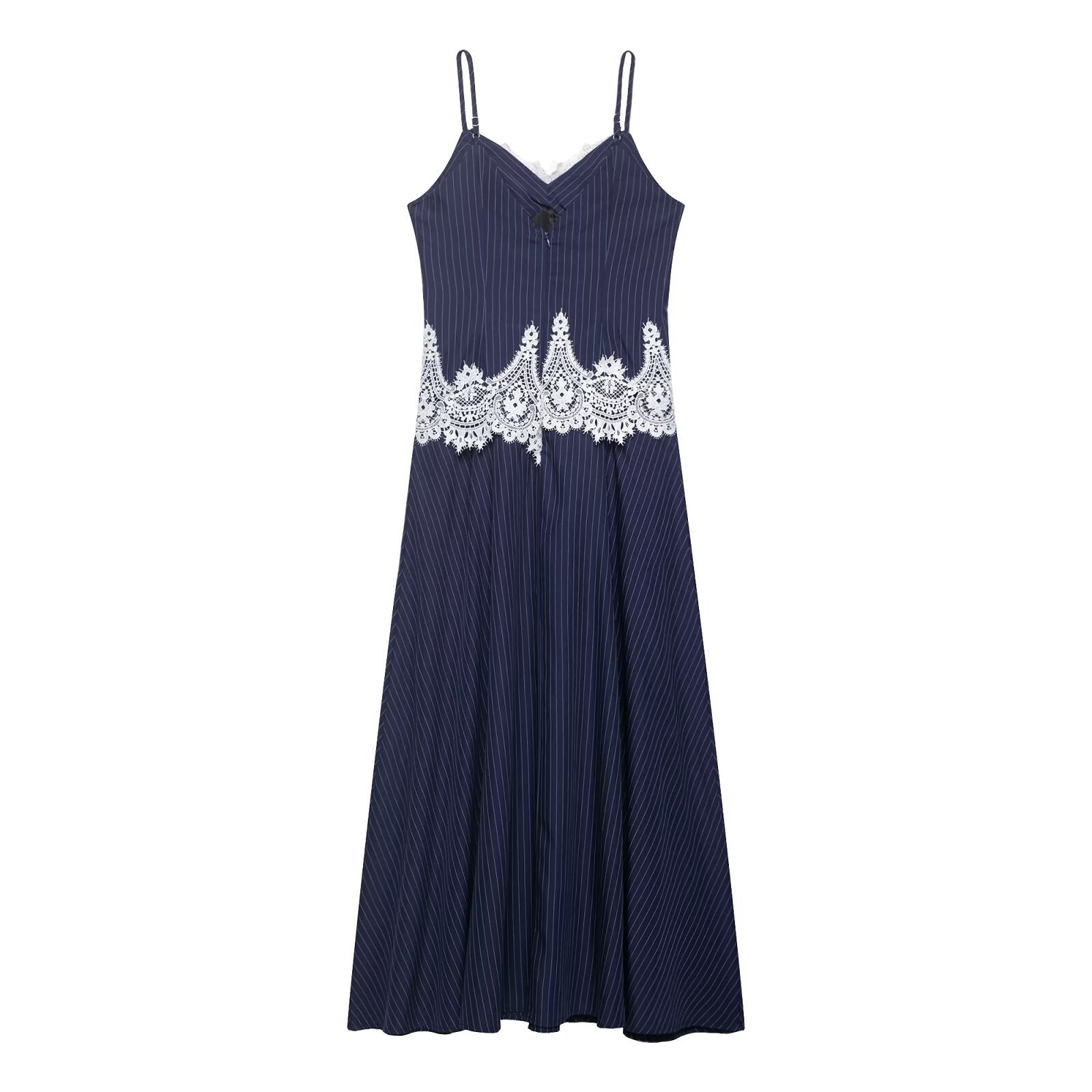 Retro style lace patchwork camisole dress
