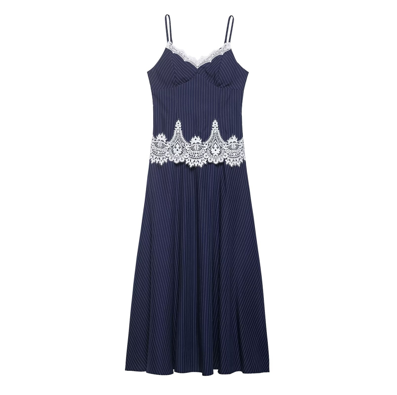 Retro style lace patchwork camisole dress